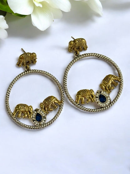 BLUE SHIVANSHI GERMAN SILVER EARRINGS