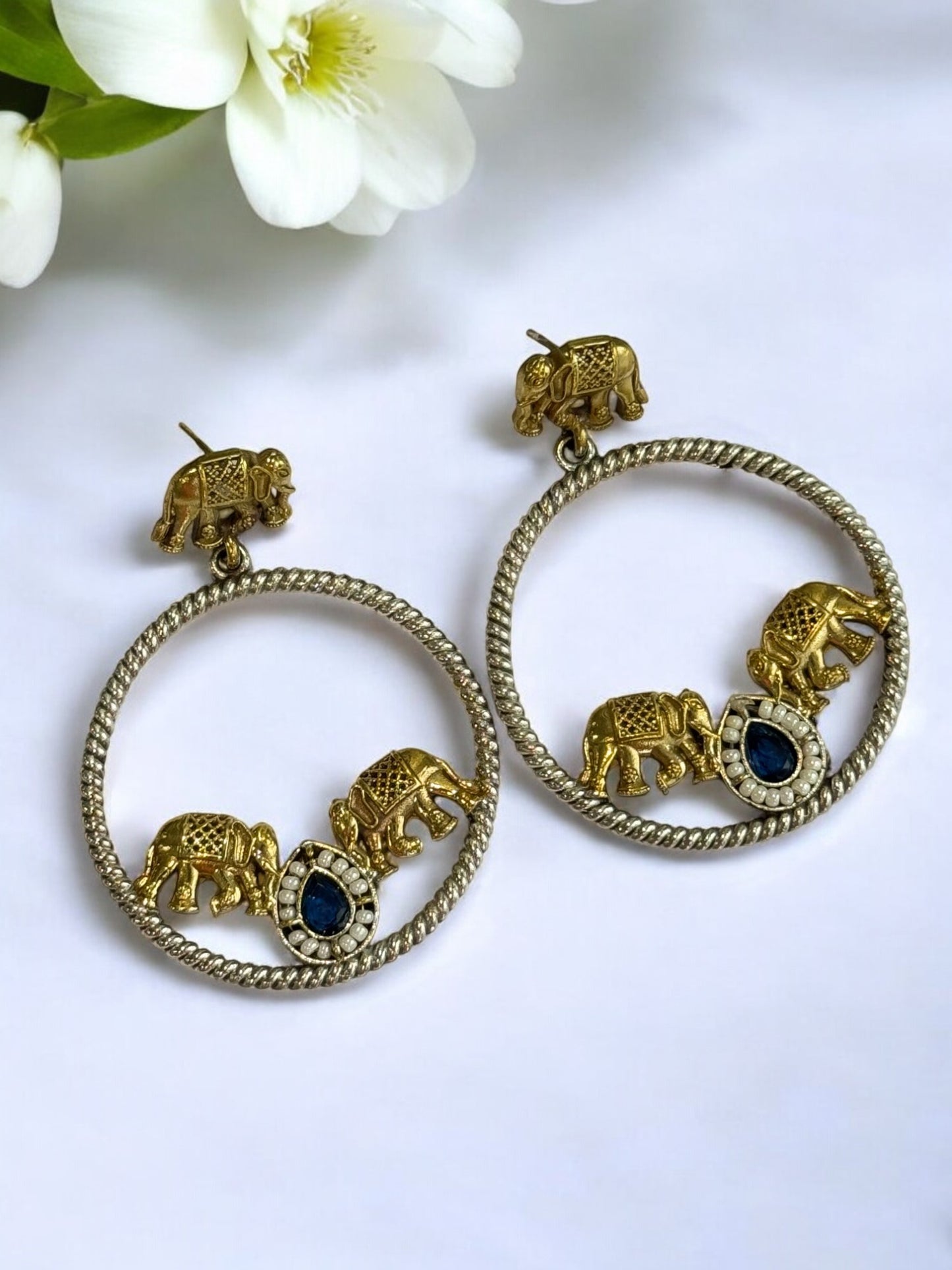 BLUE SHIVANSHI GERMAN SILVER EARRINGS