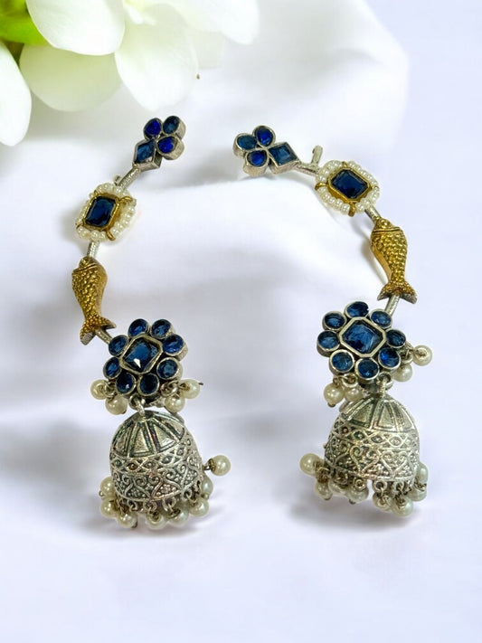 BLUE ZHUHI GERMAN SILVER EAR CUFF