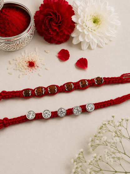 DIAMOND BHAVISHA COUPLE SILVER RAKHI