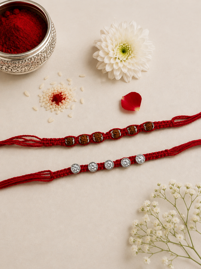 DIAMOND BHAVISHA COUPLE SILVER RAKHI