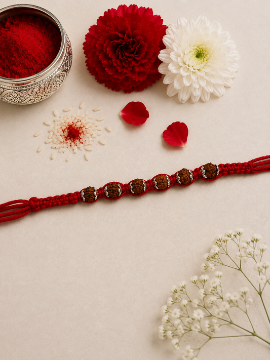SIX RUDRAKSH ROSHAN SILVER RAKHI