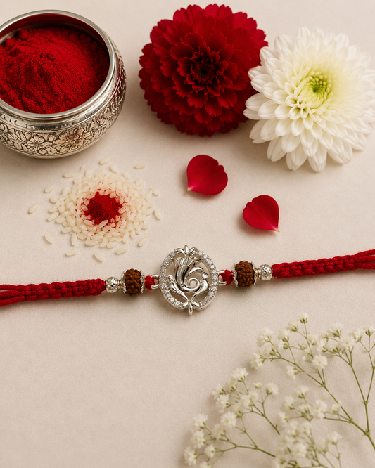 GANESH DIAMOND MUKTI SILVER RAKHI