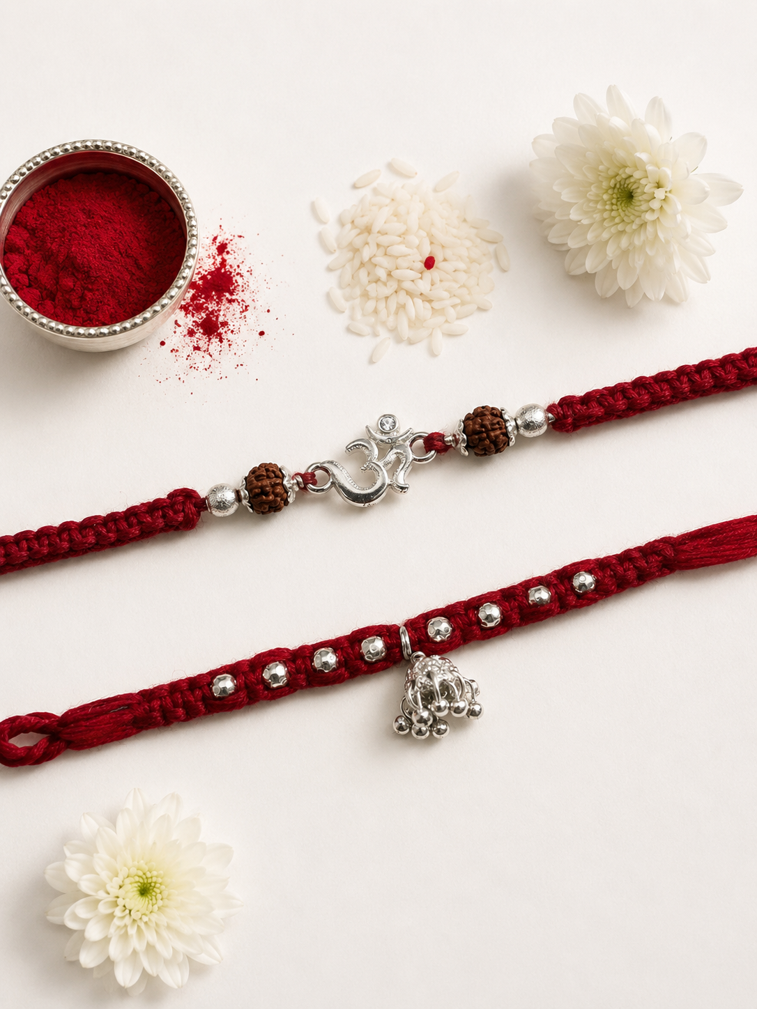 OM AARUSHI PURE SILVER COUPLE RAKHI