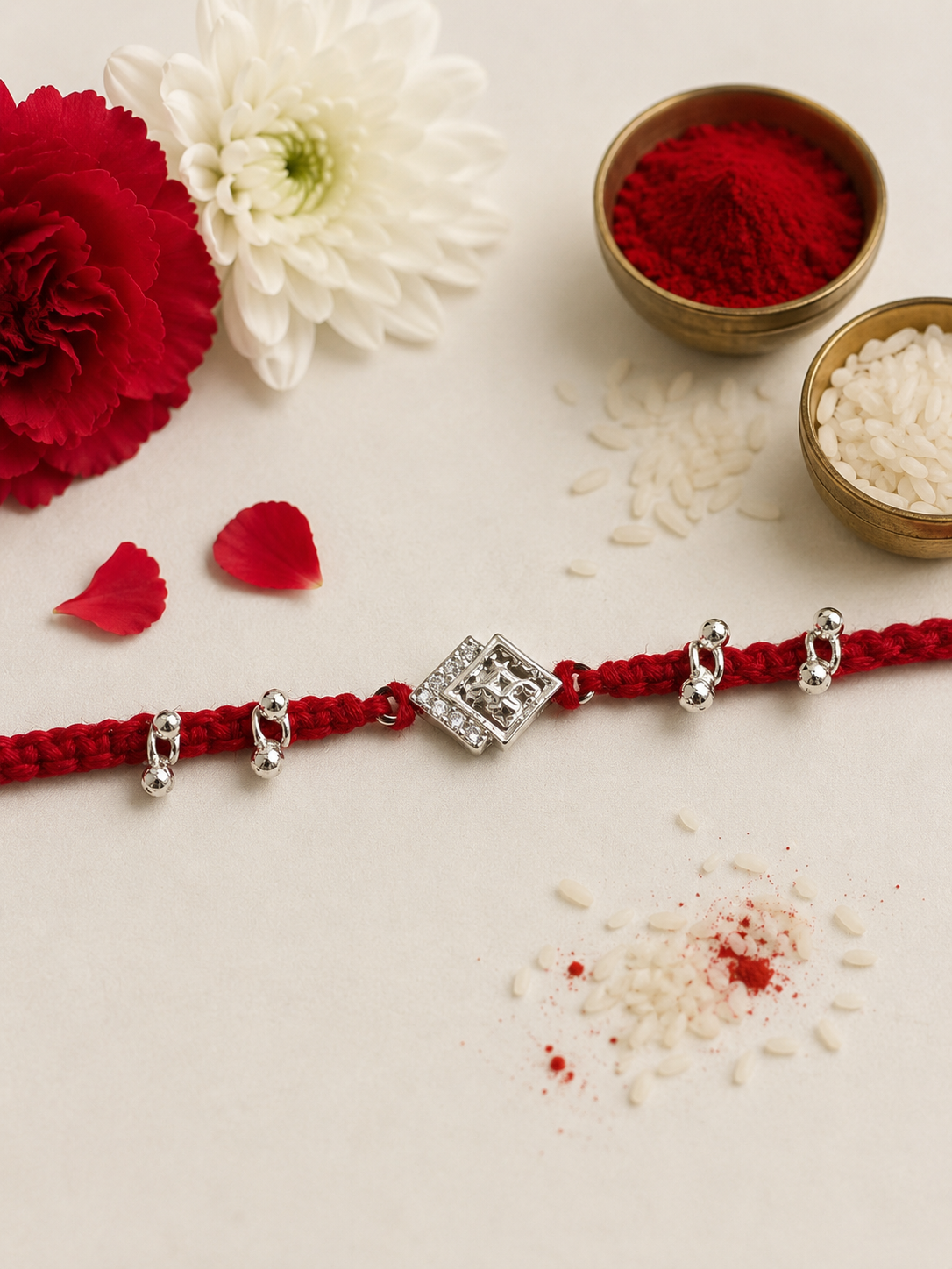 LEAF CHARM PRISHA SILVER RAKHI