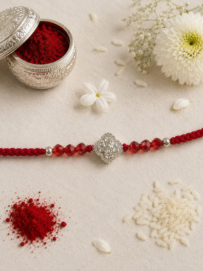 DIAMOND FLOWER TARUNIKA PURE SILVER RAKHI