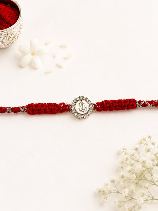 DIAMOND GANESHA TARINI PURE SILVER RAKHI