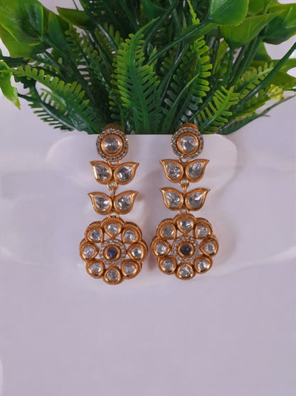 DIAMOND FLOWER PIPPA KUNDAN EARRINGS