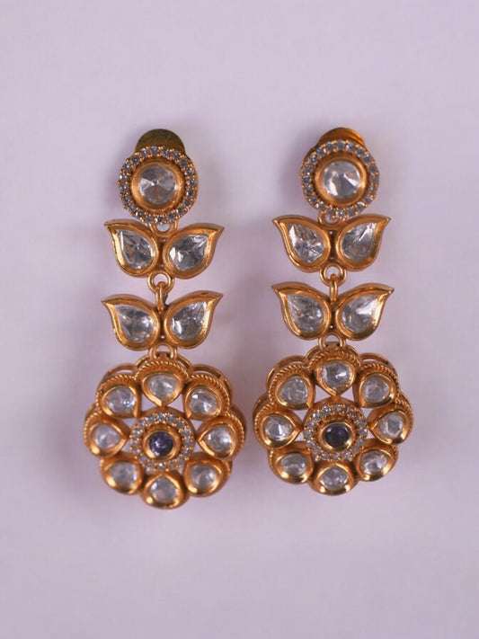 DIAMOND FLOWER PIPPA KUNDAN EARRINGS