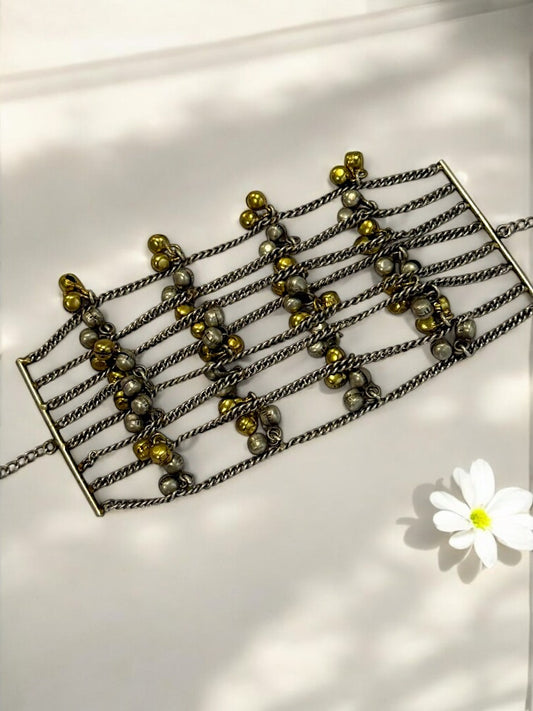 DUAL TONE JINGLES LAILA GERMAN SILVER BRACELET