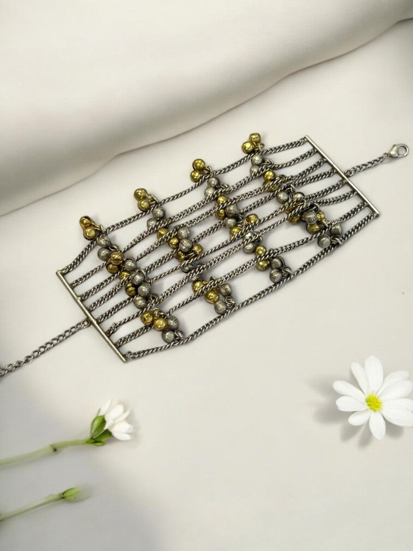 DUAL TONE JINGLES LAILA GERMAN SILVER BRACELET