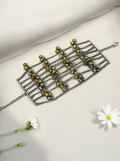 DUAL TONE JINGLES LAILA GERMAN SILVER BRACELET