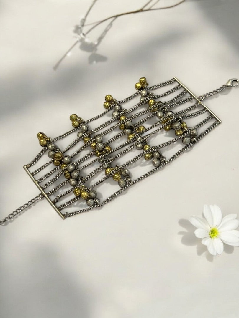 DUAL TONE JINGLES LAILA GERMAN SILVER BRACELET