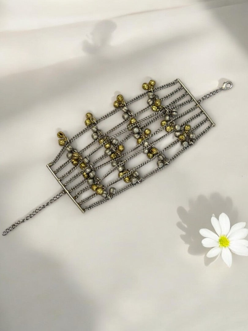 DUAL TONE JINGLES LAILA GERMAN SILVER BRACELET