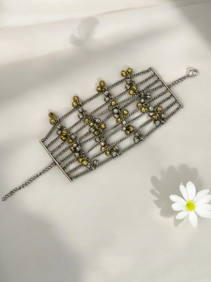 DUAL TONE JINGLES LAILA GERMAN SILVER BRACELET