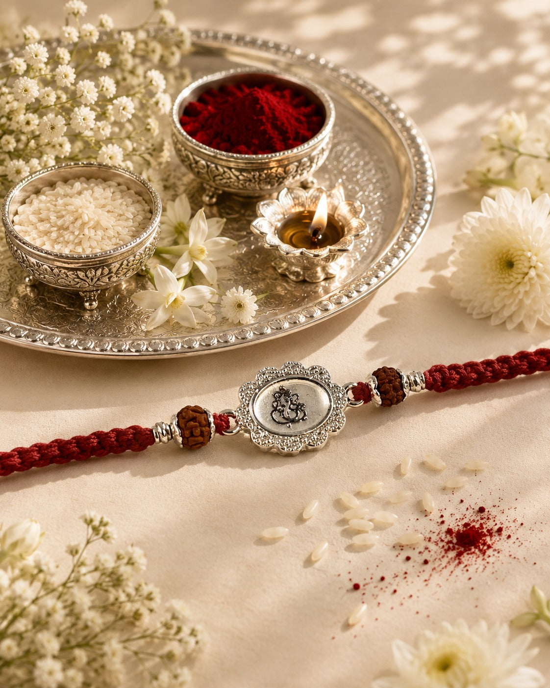GANESH AADHYA PURE SILVER RAKHI