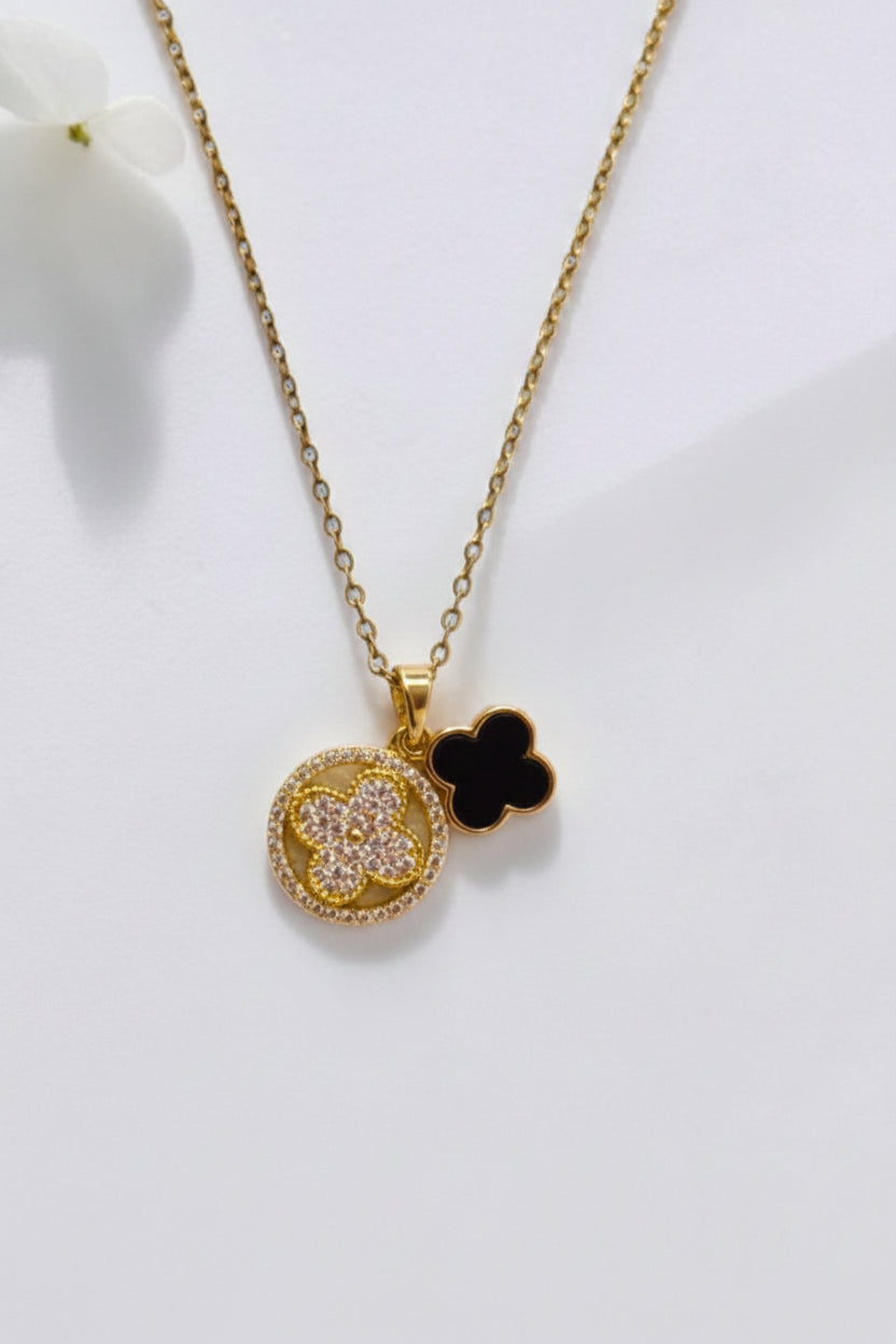 GOLDEN-BLACK FLORAL RIANA NECKLACE