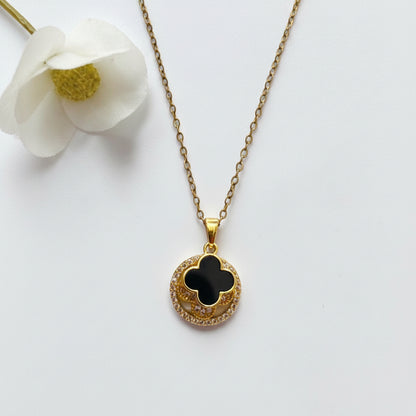 GOLDEN-BLACK FLORAL RIANA NECKLACE