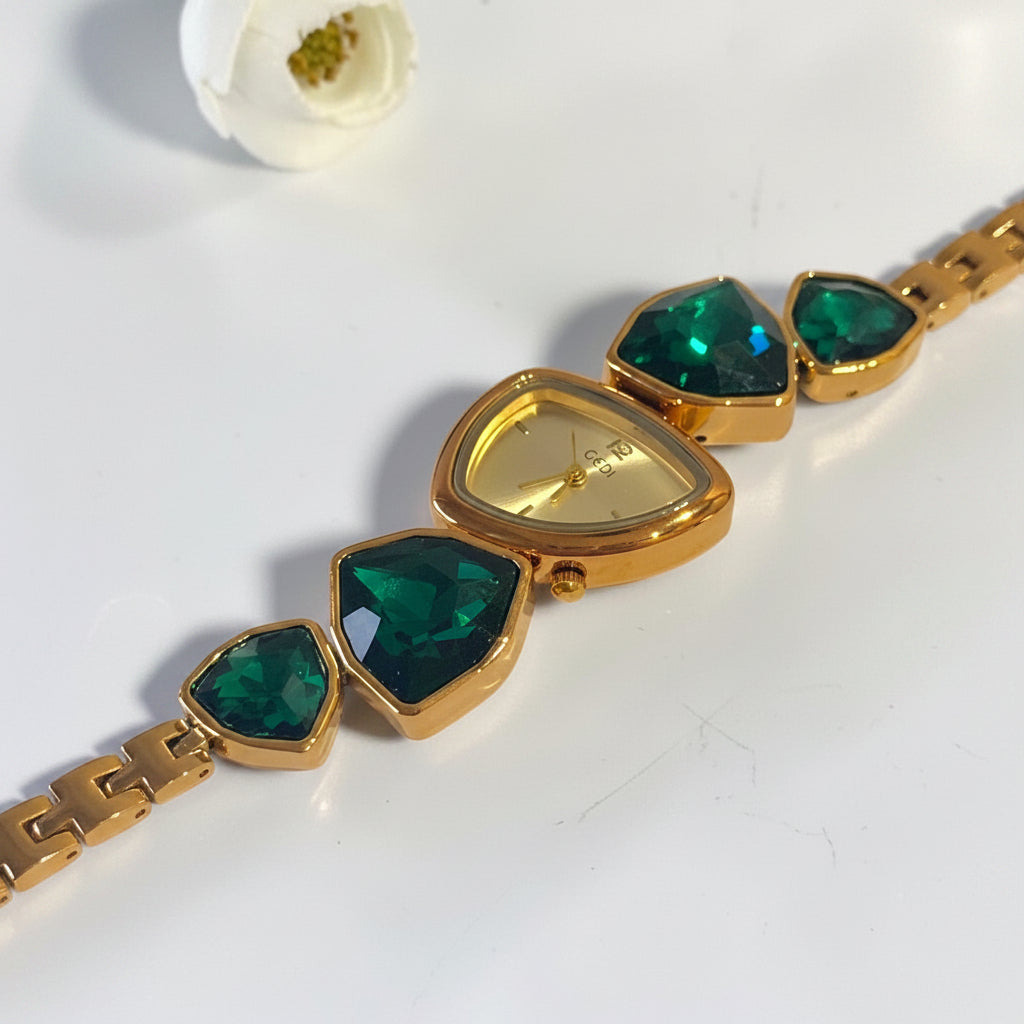 GOLDEN-GREEN STONE ENA WATCH
