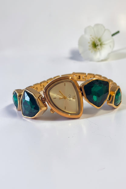 GOLDEN-GREEN STONE ENA WATCH