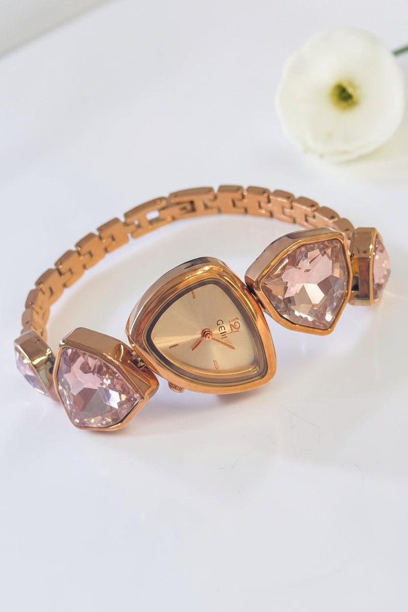 ROSE GOLD-PINK STONE ENA WATCH