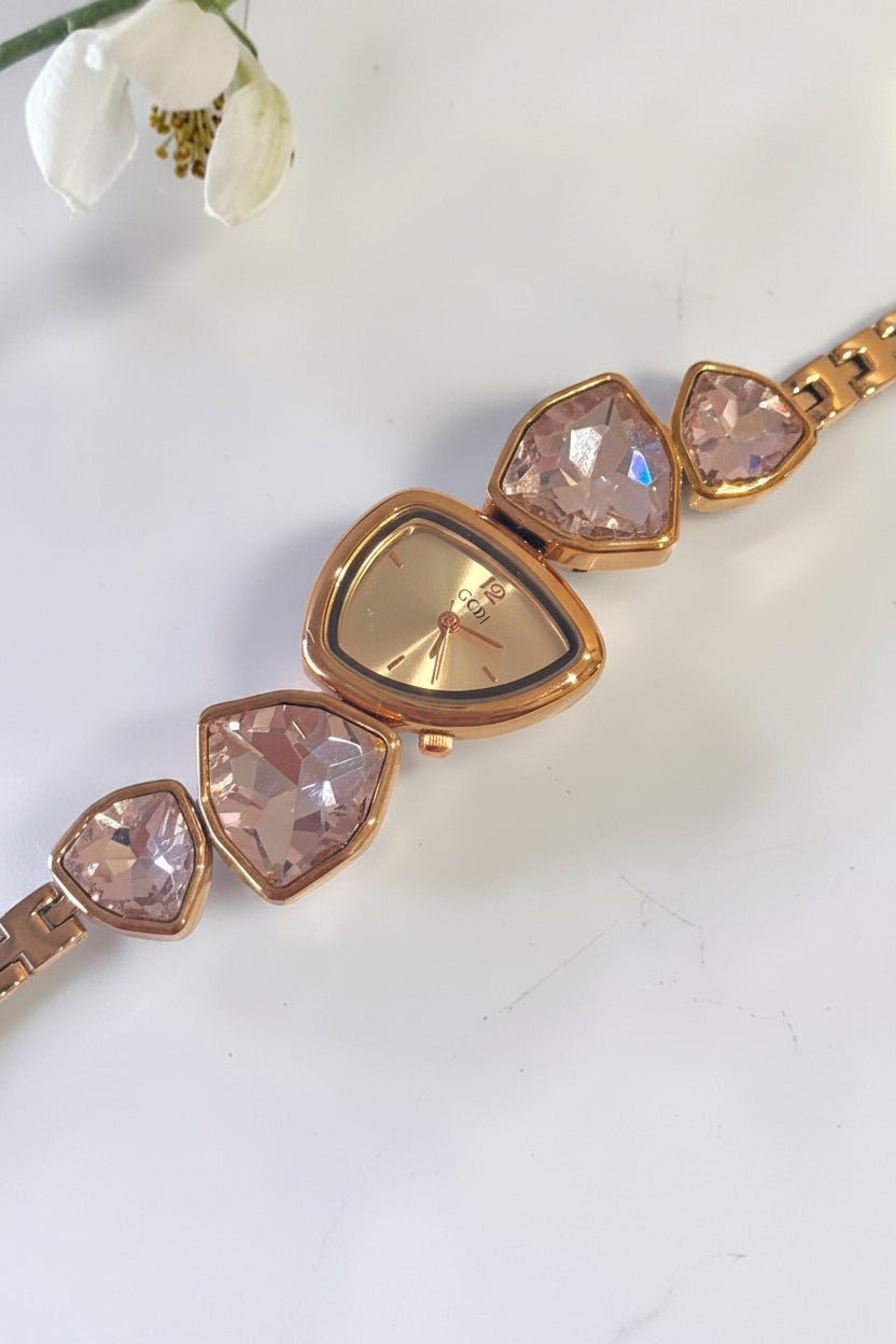 ROSE GOLD-PINK STONE ENA WATCH