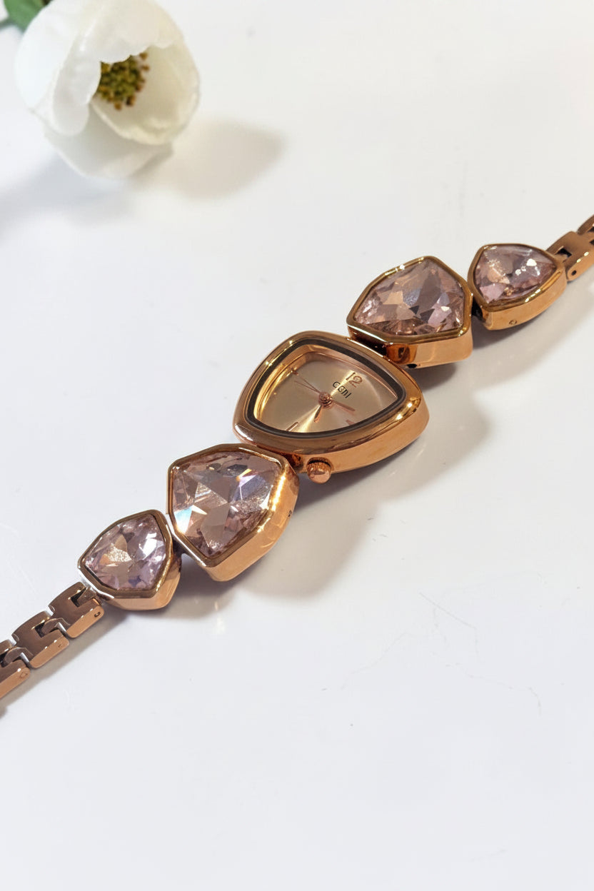 ROSE GOLD-PINK STONE ENA WATCH