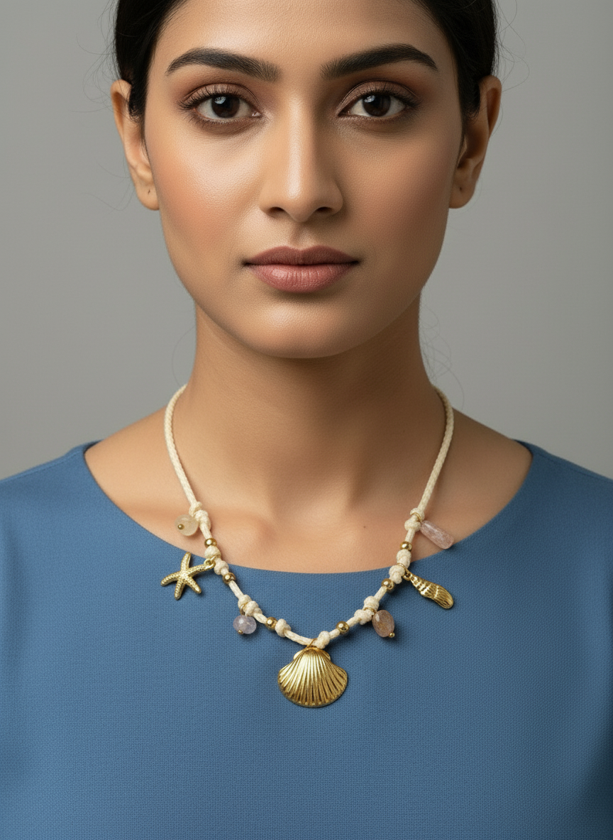 WHITE SEASHELL CHARM EZRA NECKLACE