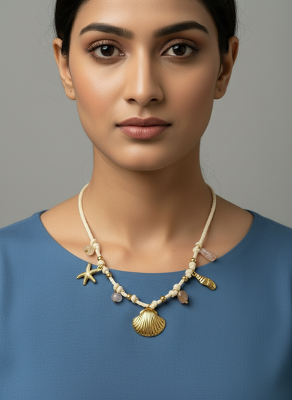 WHITE SEASHELL CHARM EZRA NECKLACE