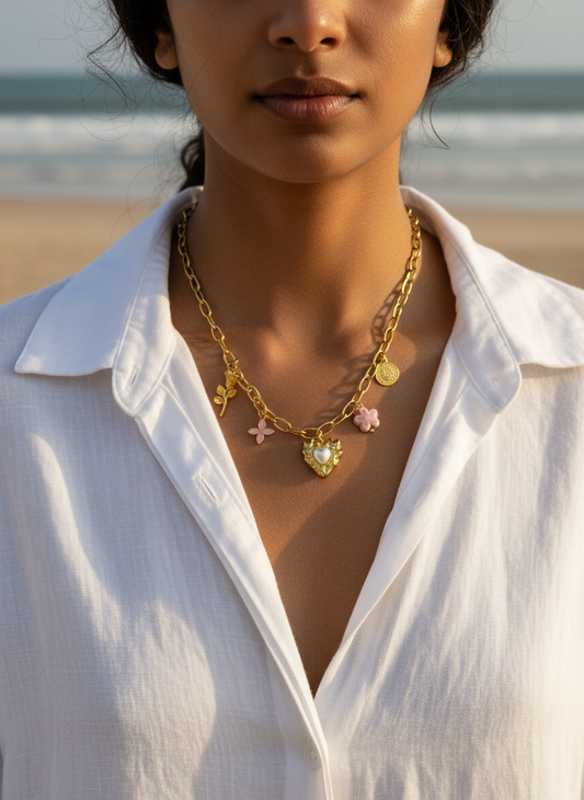 GOLDEN BEACH CHARM MATEW NECKLACE