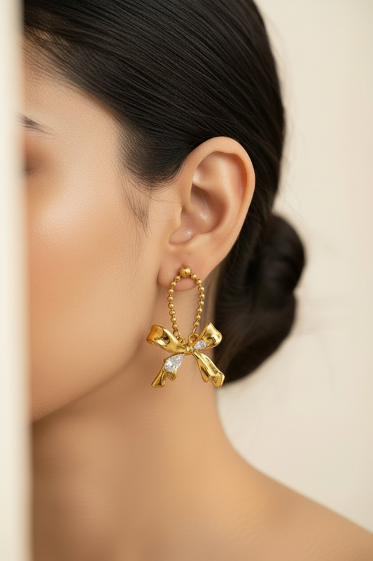 GOLDEN BOW OVIYA EARRINGS