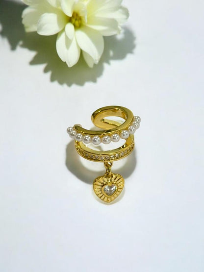 GOLDEN DIAMOND AND PEARLS ATHAN EAR CUFF