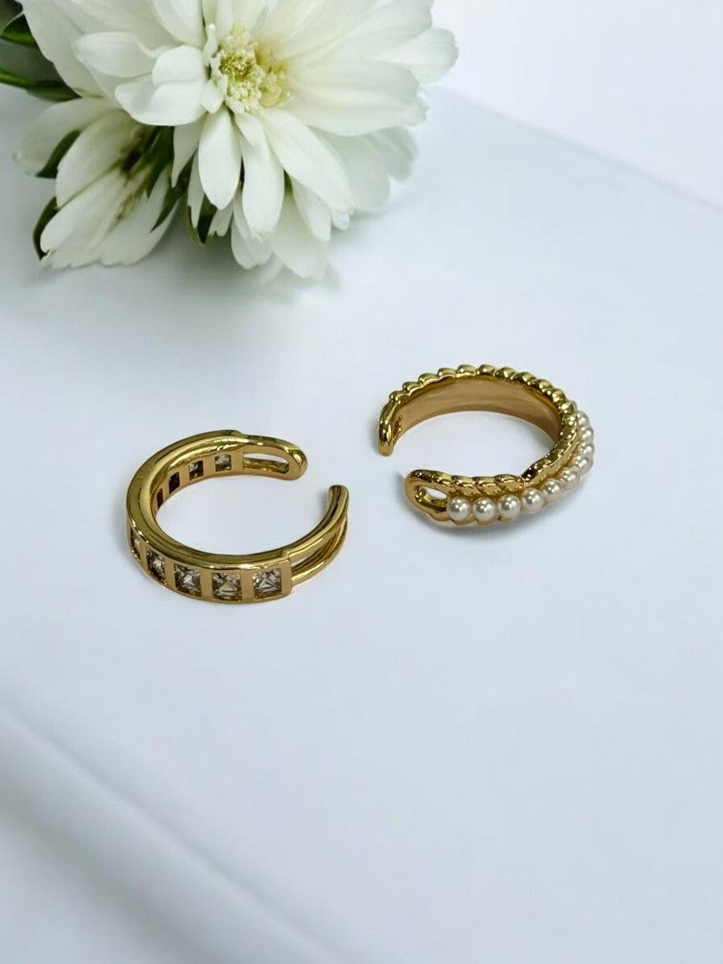 GOLDEN DIAMOND AND PEARL SILAS EAR CUFF