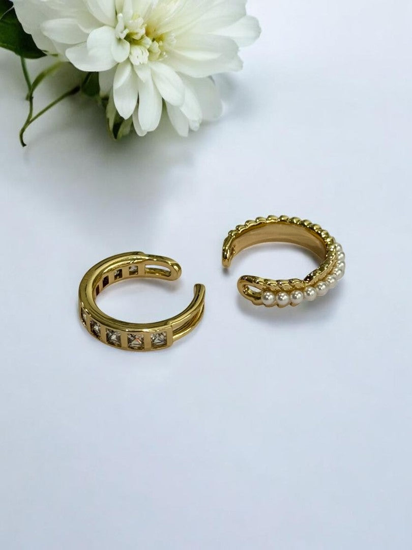 GOLDEN DIAMOND AND PEARL SILAS EAR CUFF