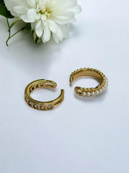 GOLDEN DIAMOND AND PEARL SILAS EAR CUFF