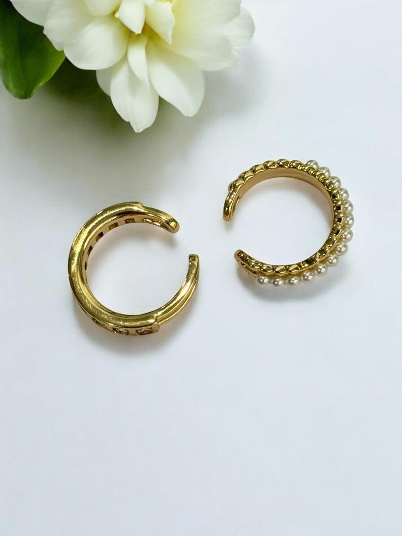 GOLDEN DIAMOND AND PEARL SILAS EAR CUFF