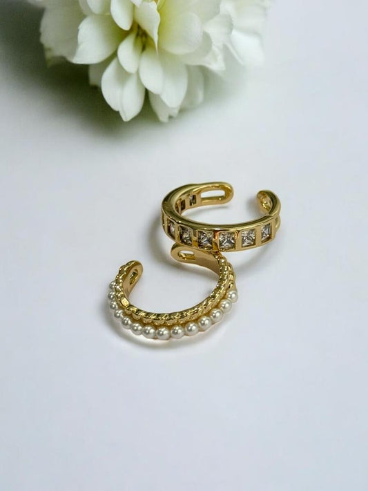 GOLDEN DIAMOND AND PEARL SILAS EAR CUFF