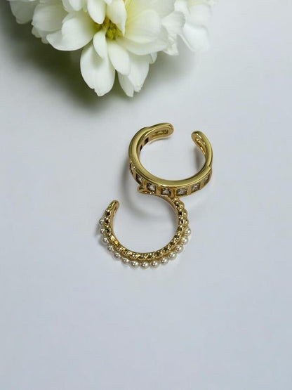 GOLDEN DIAMOND AND PEARL SILAS EAR CUFF