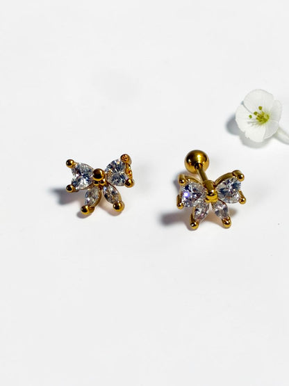 GOLDEN DIAMOND BOW HARSHIE EARRINGS