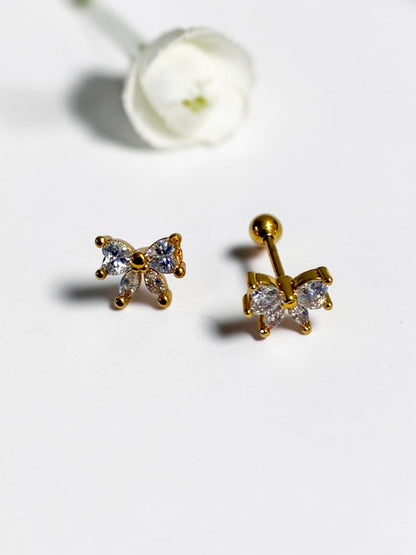 GOLDEN DIAMOND BOW HARSHIE EARRINGS