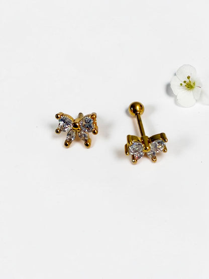 GOLDEN DIAMOND BOW HARSHIE EARRINGS