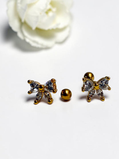 GOLDEN DIAMOND BOW HARSHIE EARRINGS