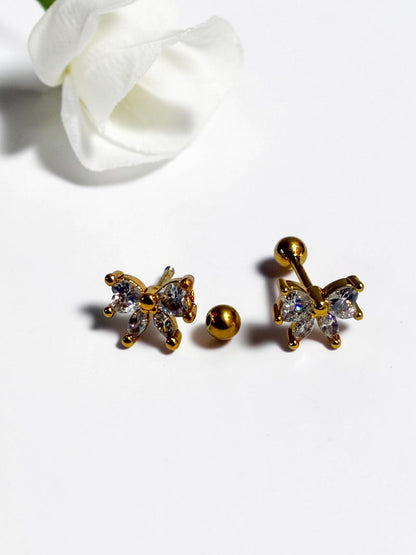GOLDEN DIAMOND BOW HARSHIE EARRINGS