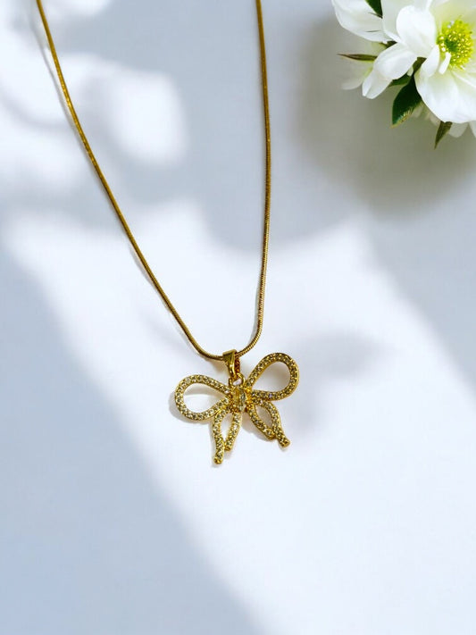 GOLDEN DIAMOND BOW SALVI NECKLACE