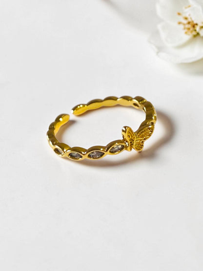 GOLDEN DIAMOND BUTTERFLY BELLE RING