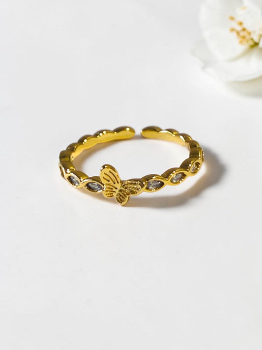 GOLDEN DIAMOND BUTTERFLY BELLE RING