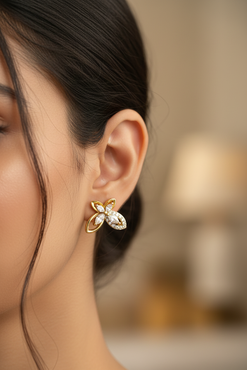 GOLDEN DIAMOND BUTTERFLY CHASIE EARRINGS
