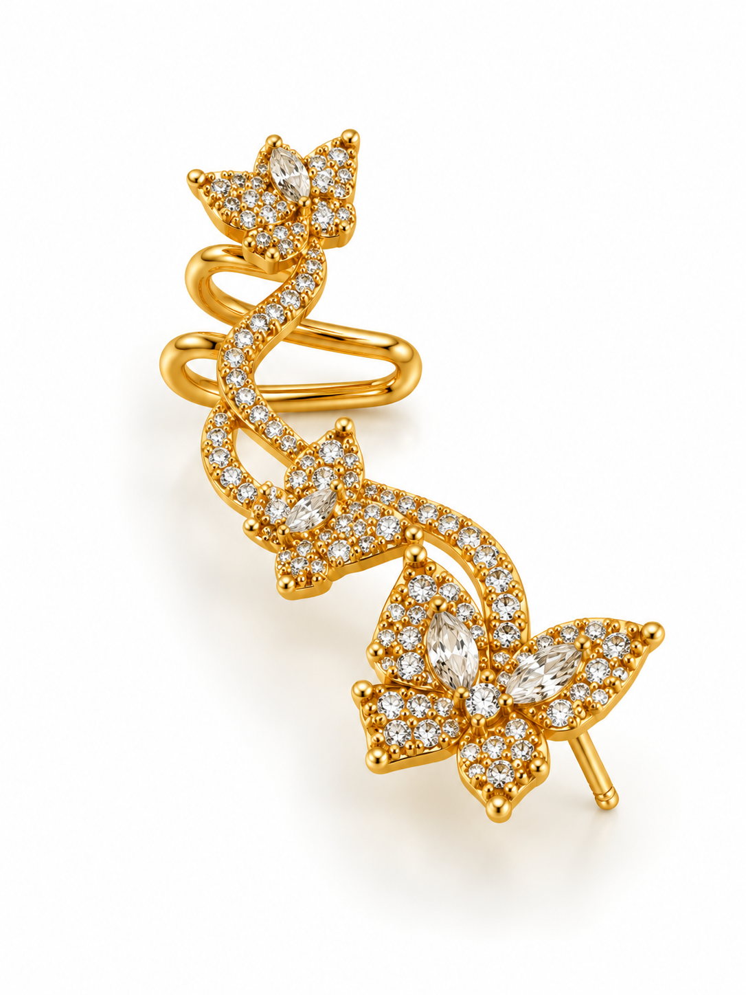 GOLDEN DIAMOND BUTTERFLY DALIA EAR CUFF