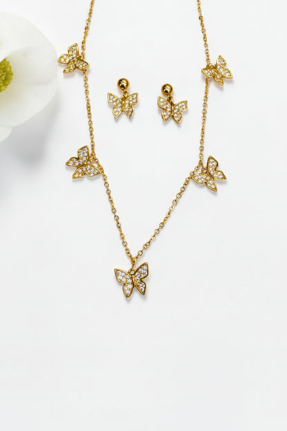 GOLDEN DIAMOND BUTTERFLY EDEN NECKLACE SET