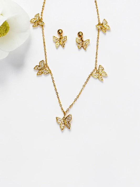 GOLDEN DIAMOND BUTTERFLY EDEN NECKLACE SET